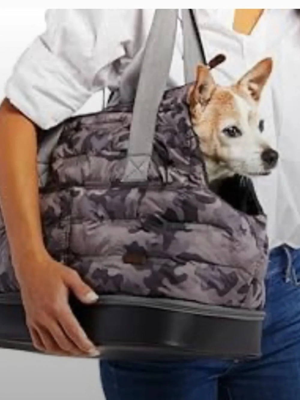 Gray Camouflage Dog Carrier Tote with Padded Straps
